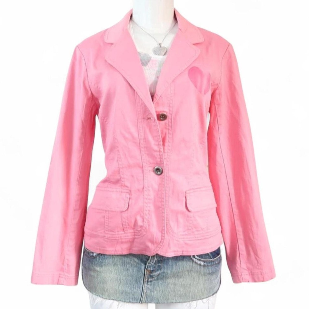 Vintage Pink Women's Blazer Jacket with Heart Detail - Picture 3 of 7